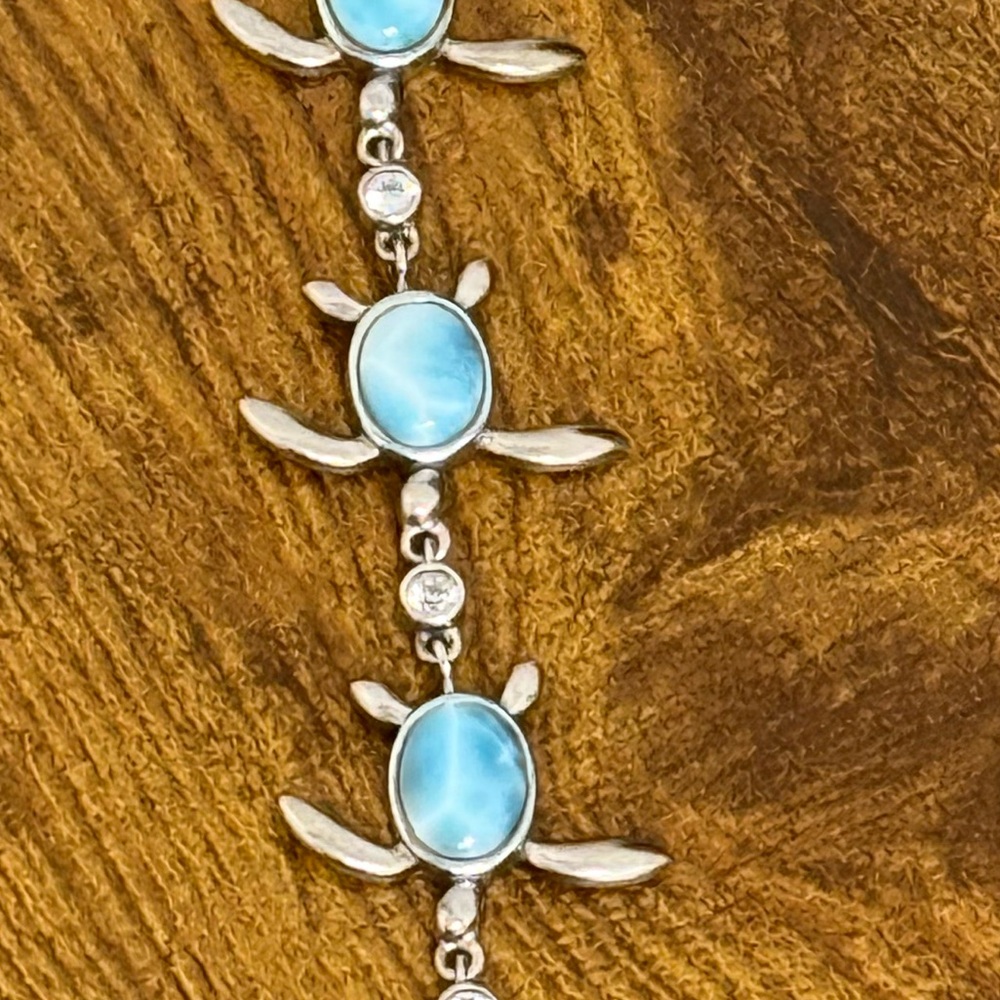 Sterling Silver Alana Larimar Sea Turtle Bracelet